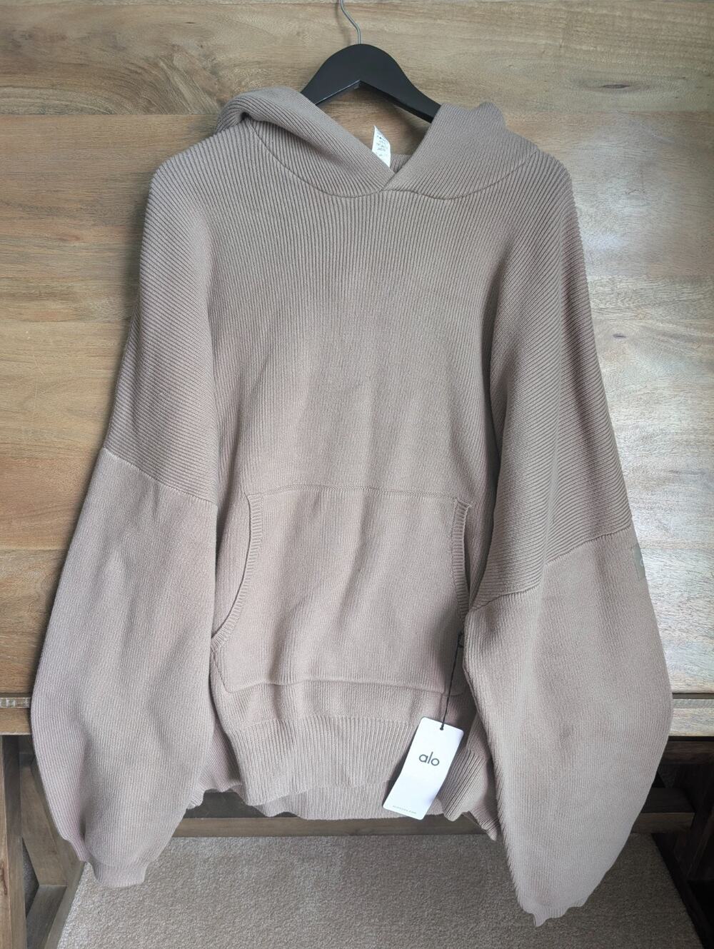 NWT Alo Yoga Scholar Hooded Sweater Unisex 2XL Light Cocoa Ultra Cozy Pullover